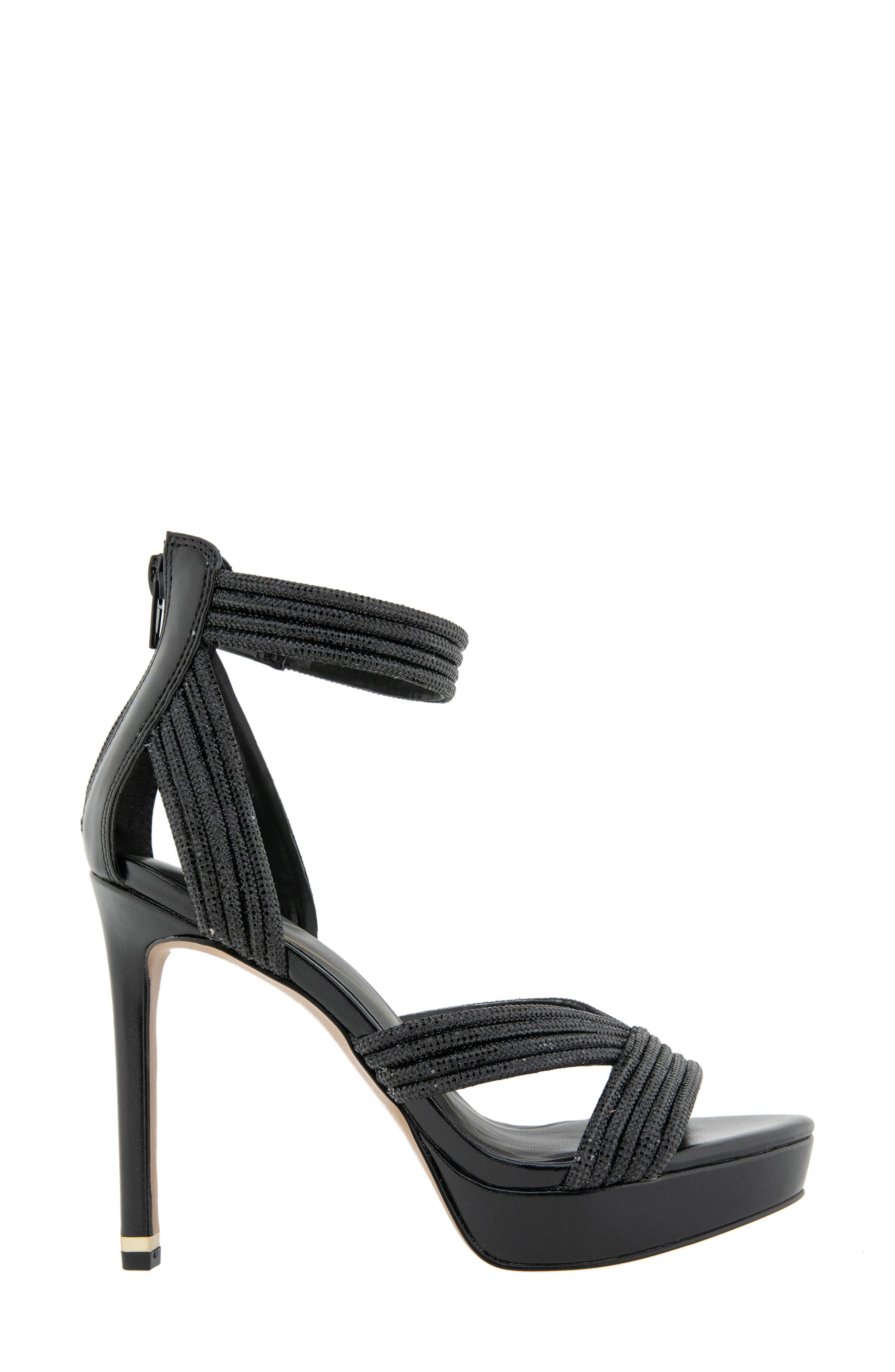 Kenneth Cole Nadine Ankle Strap Platform Sandal, Alternate, color, Black Crystals