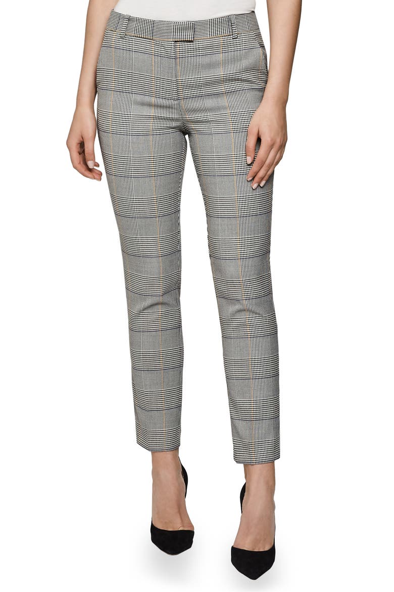 Deborah Glen Check Slim Ankle Trousers, Main, color, MULTI