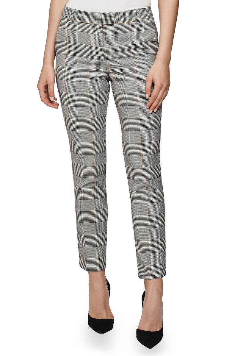 Reiss Deborah Glen Check Slim Ankle Trousers, Main, color, Multi