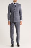 English Laundry Trim Fit Plaid Double Breasted Flat Front Suit