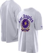 New Era Men's New Era White Los Angeles Lakers Throwback Prep Oversized T-Shirt
