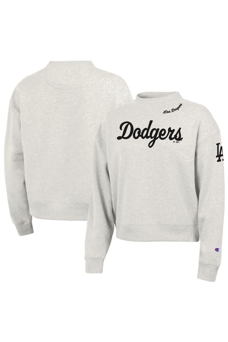 Women's Champion Stone Los Angeles Dodgers Triumph Tri-Blend Sweatshirt, Main, color, Stone