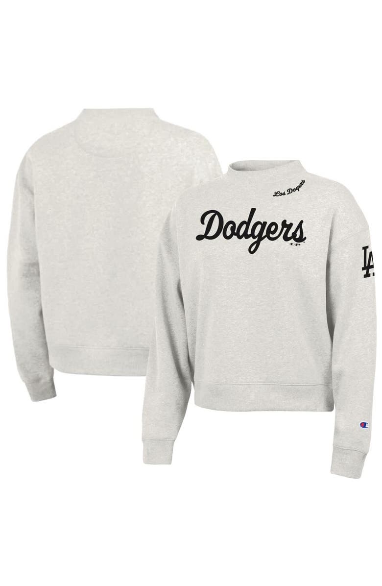 Champion Women's Champion Stone Los Angeles Dodgers Triumph Tri-Blend Sweatshirt, Main, color, Stone
