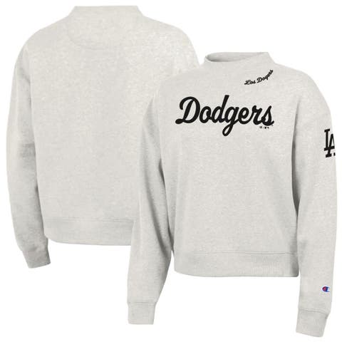 Women's Champion Stone Los Angeles Dodgers Triumph Tri-Blend Sweatshirt