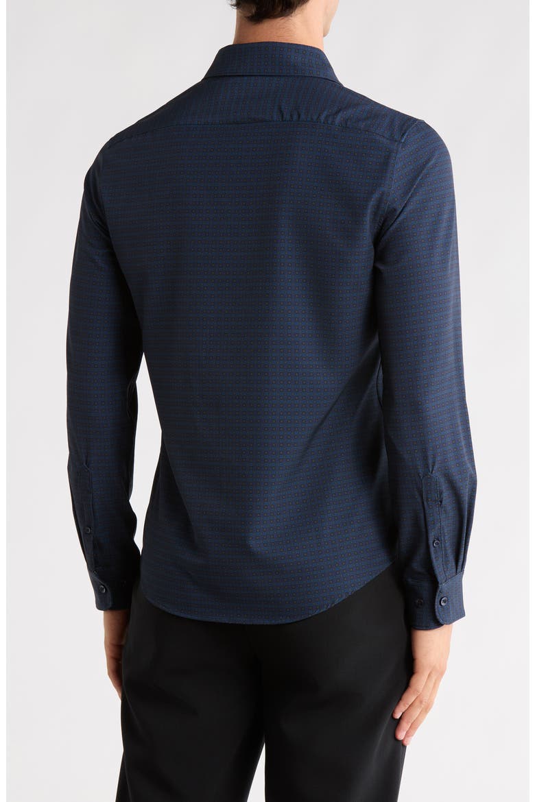 Geometric Medallion Print Long Sleeve Button-Up Shirt, Alternate, color, BLUE