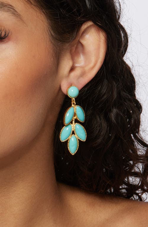 Kenneth Jay Lane Faux Turquoise Leaf Drop Earrings In Green