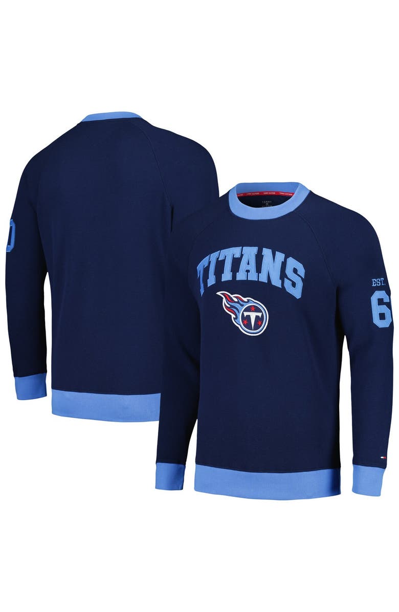 Tommy Hilfiger Men's Tommy Hilfiger Navy Tennessee Titans Reese Raglan Tri-Blend Pullover Sweatshirt, Alternate, color, Navy