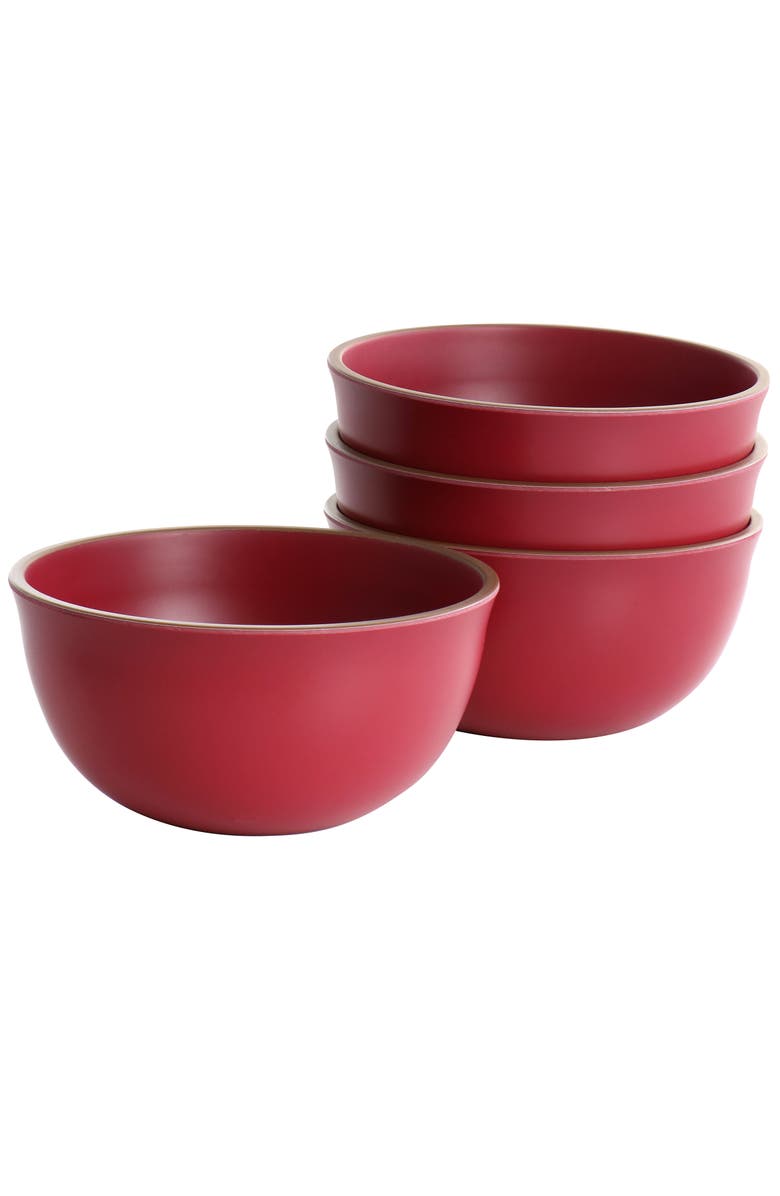 Gibson Home Rockabye 4 Piece Melamine Cereal Bowl Set, Main, color, Dark Pink