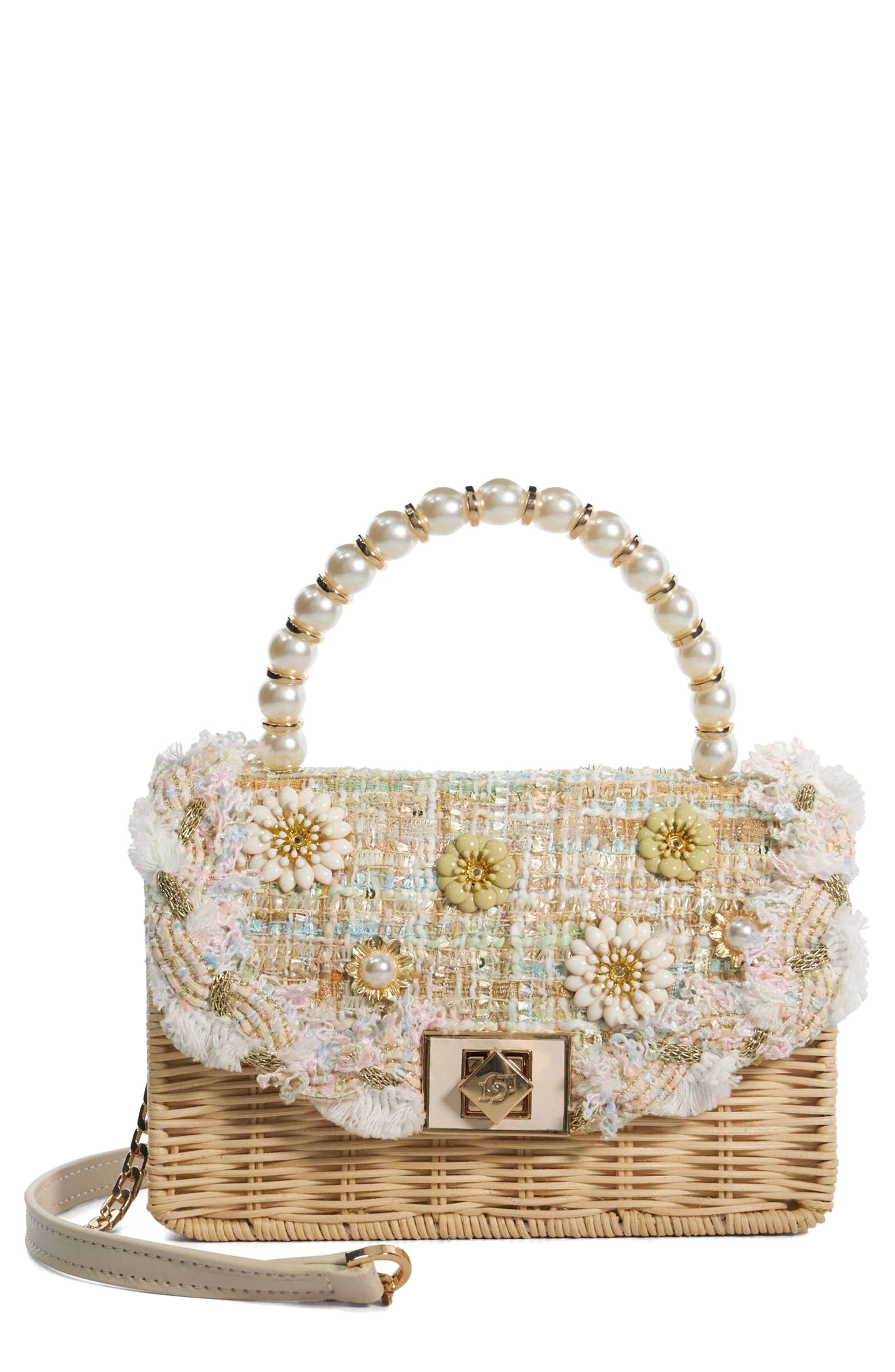 Dune London Blooms Woven Shoulder Bag, Main, color, 