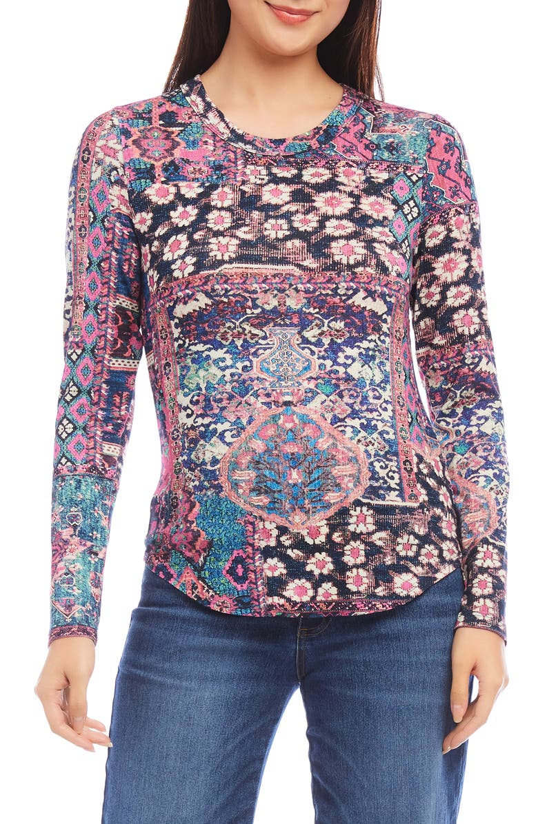 Karen Kane Print Long Sleeve Jersey Top, Main, color, 