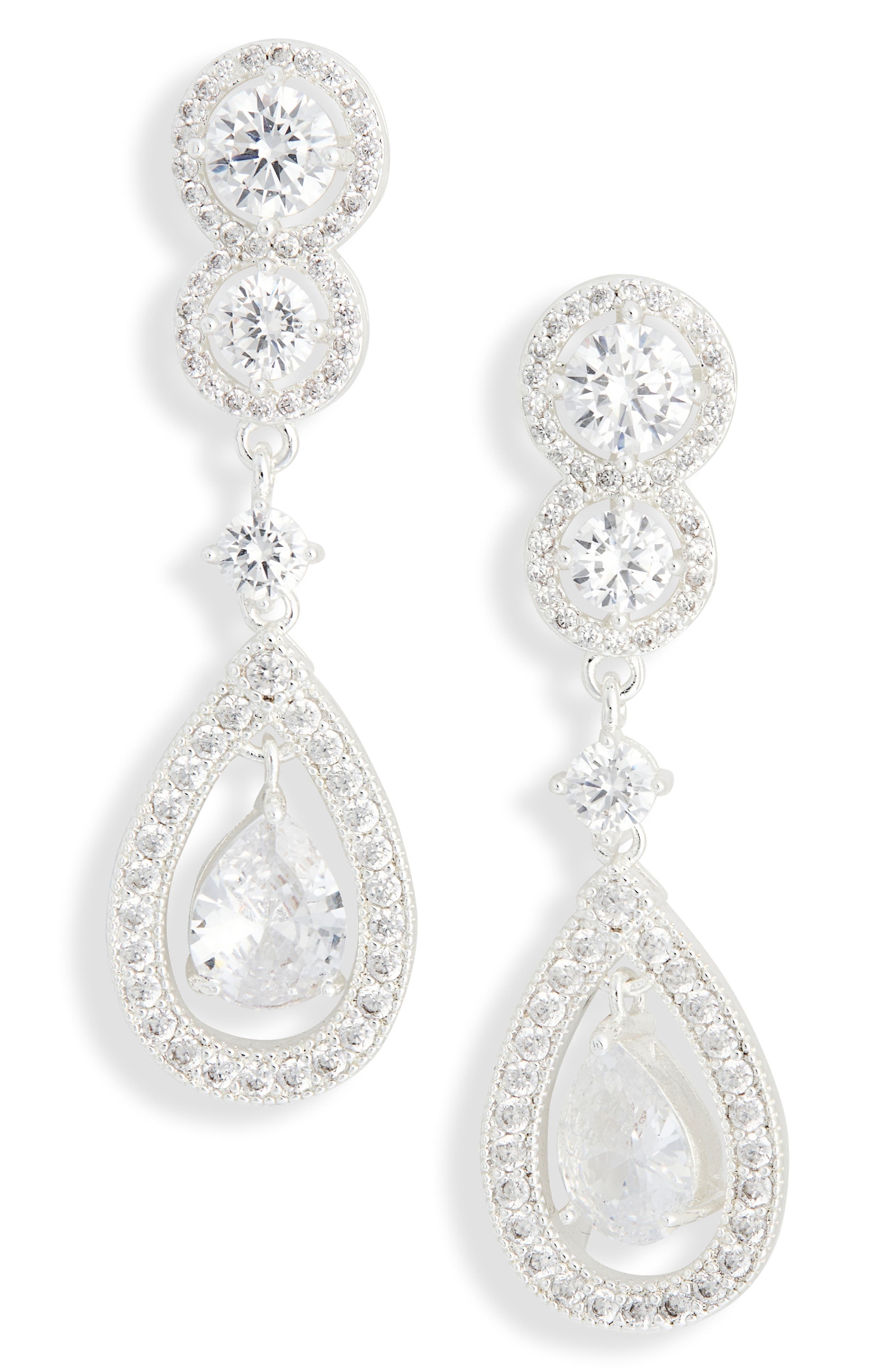 NORDSTROM RACK Cubic Zirconia Halo Teardrop Earrings