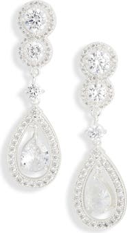 NORDSTROM RACK Cubic Zirconia Halo Teardrop Earrings