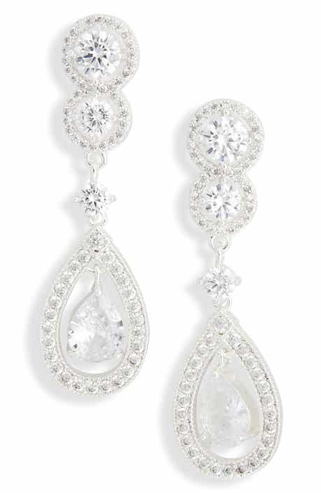 NORDSTROM RACK Cubic Zirconia Halo Teardrop Earrings