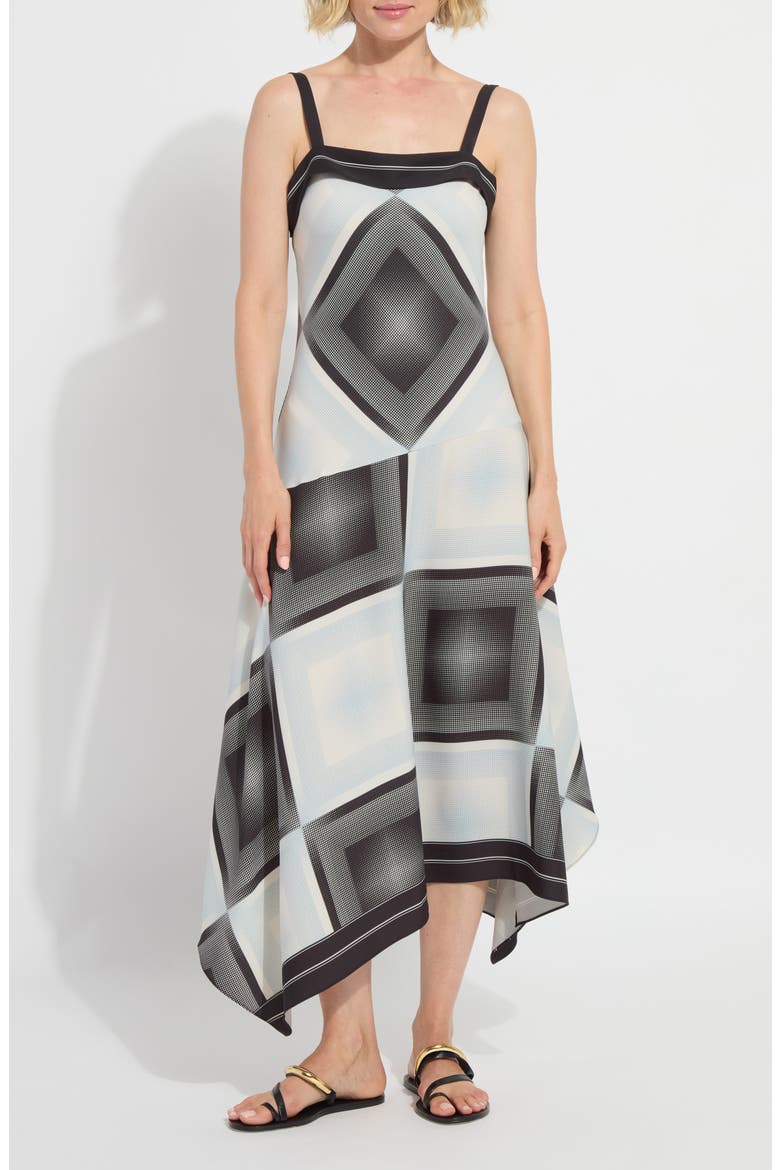 Sarai Handkerchief Hem Midi Dress, Main, color, HALFTONE SCARF