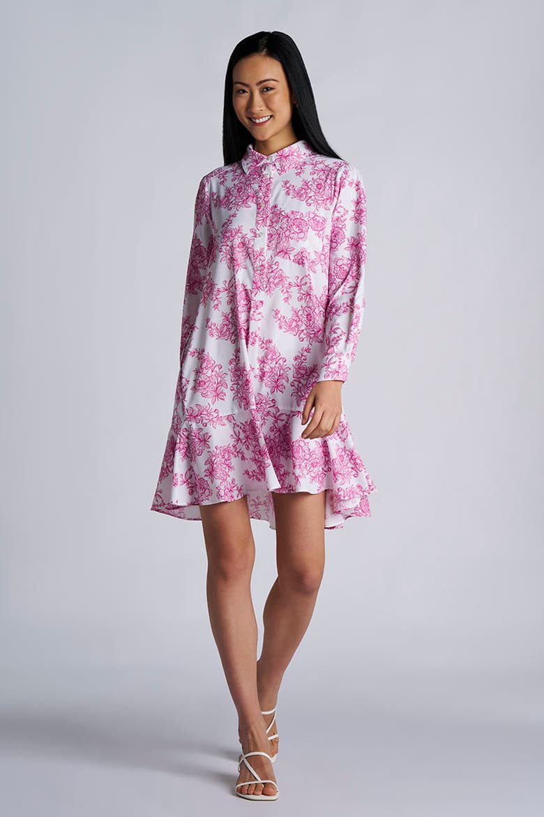 Castaneda Short Flared Shirt Dress With Long Sleeves, Upf 50+ Sun Protection, Alternate, color, Fuchsia Pink
