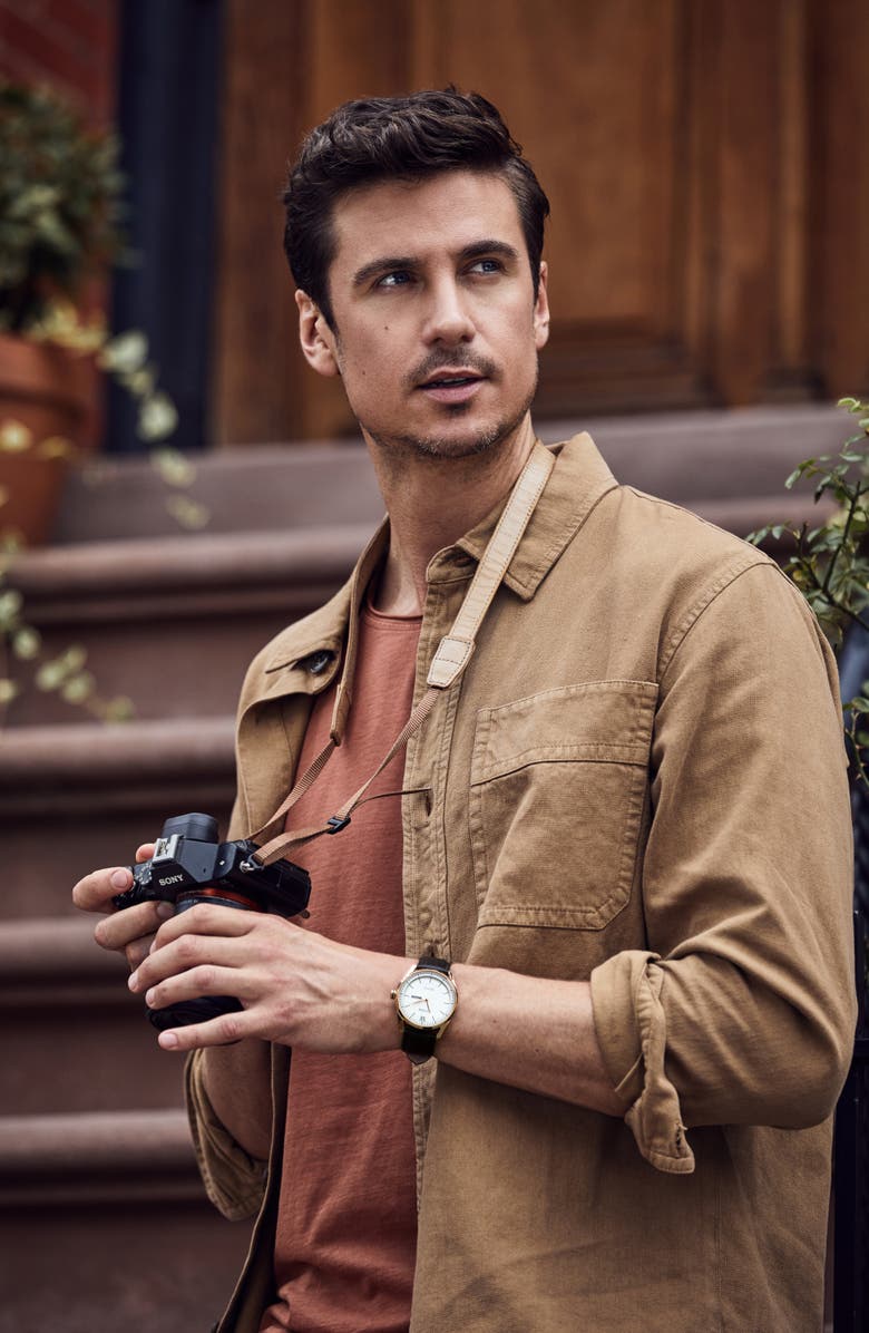 Citizen Classic Leather Strap Watch, 42mm, Alternate, color, Brown