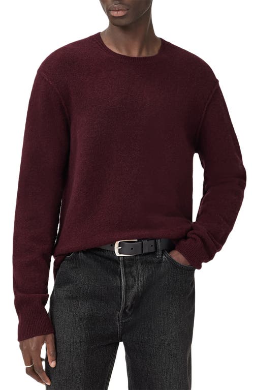 Allsaints Patern Crewneck Sweater In Burgundy