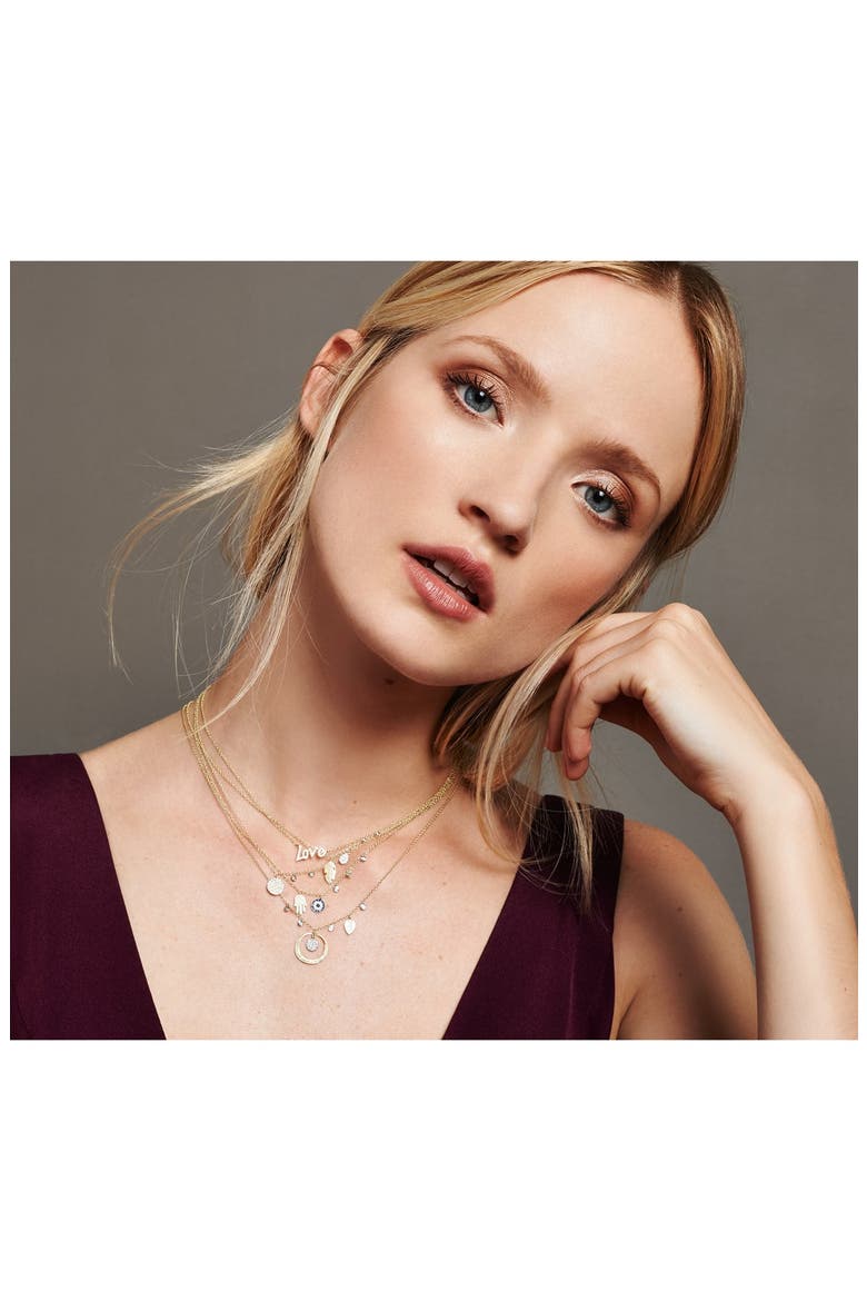 Dazzling Diamond Disc Pendant Necklace, Alternate, color, YELLOW GOLD