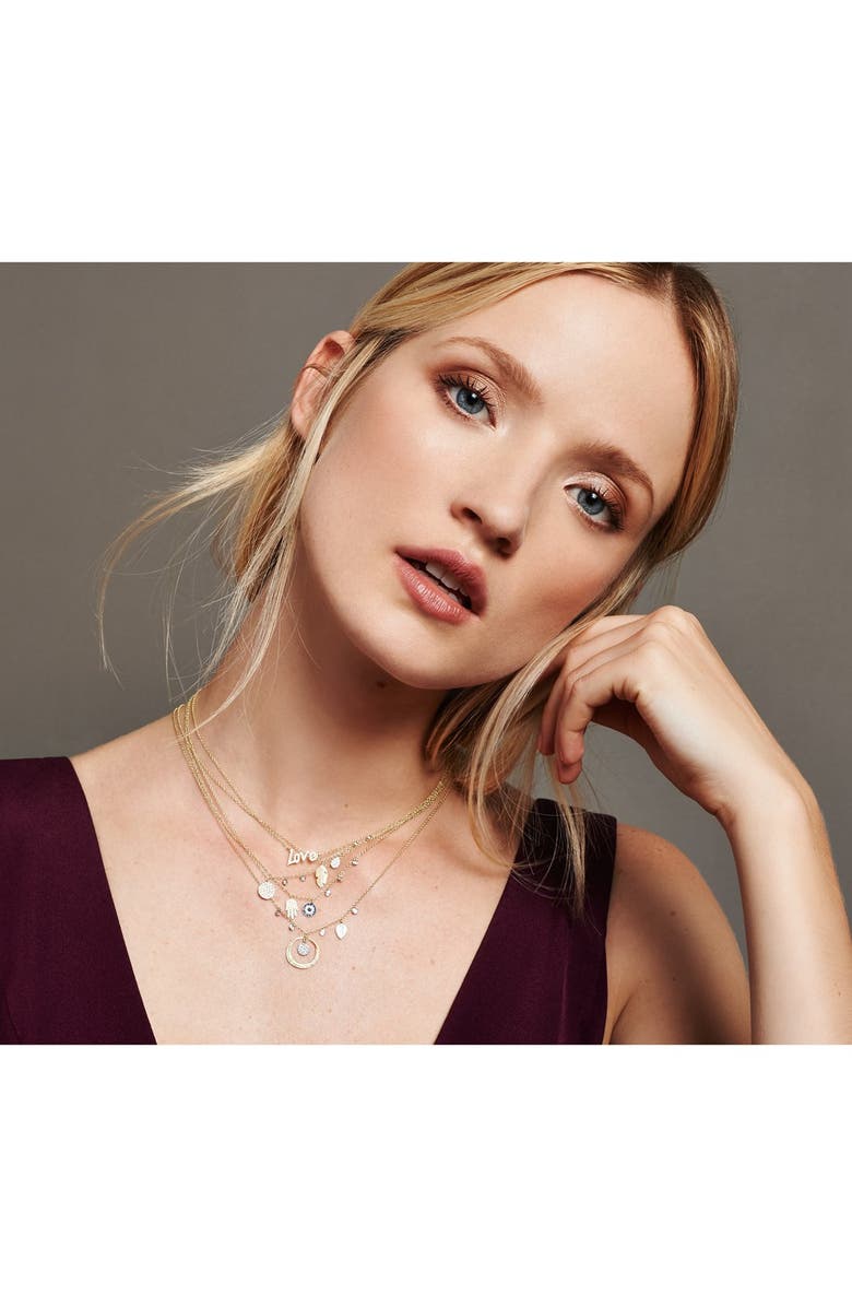 Meira T Dazzling Diamond Disc Pendant Necklace, Alternate, color, Yellow Gold