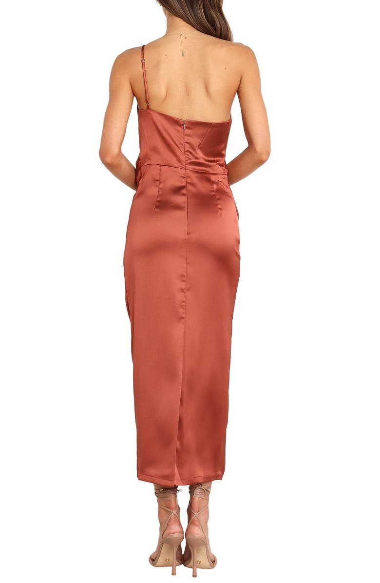 Petal & Pup Luella One-Shoulder Satin Slipdress, Alternate, color, Rust