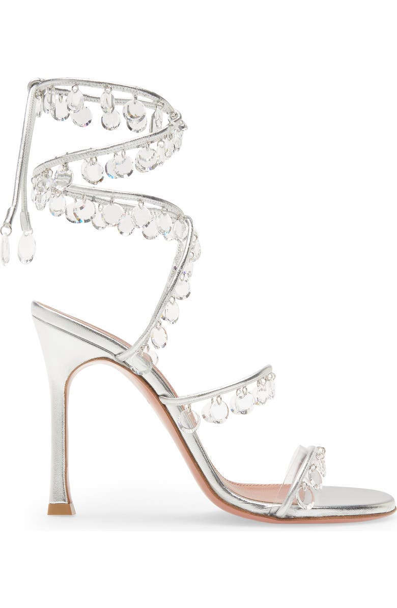 Amina Muaddi Tina Crystal Charm Lace-Up Sandal, Alternate, color,