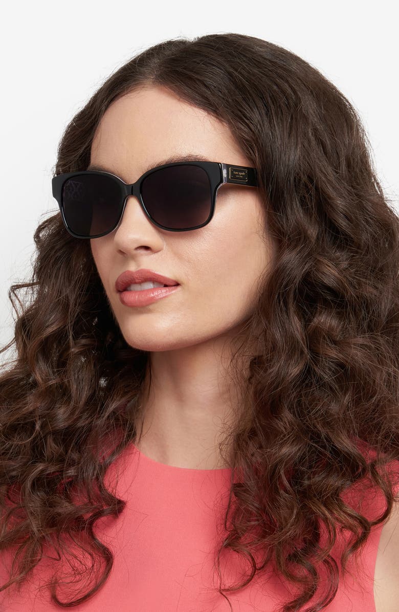 Kate Spade New York trulee 55mm gradient polarized square sunglasses, Alternate, color, Black/ Grey Sf Polar