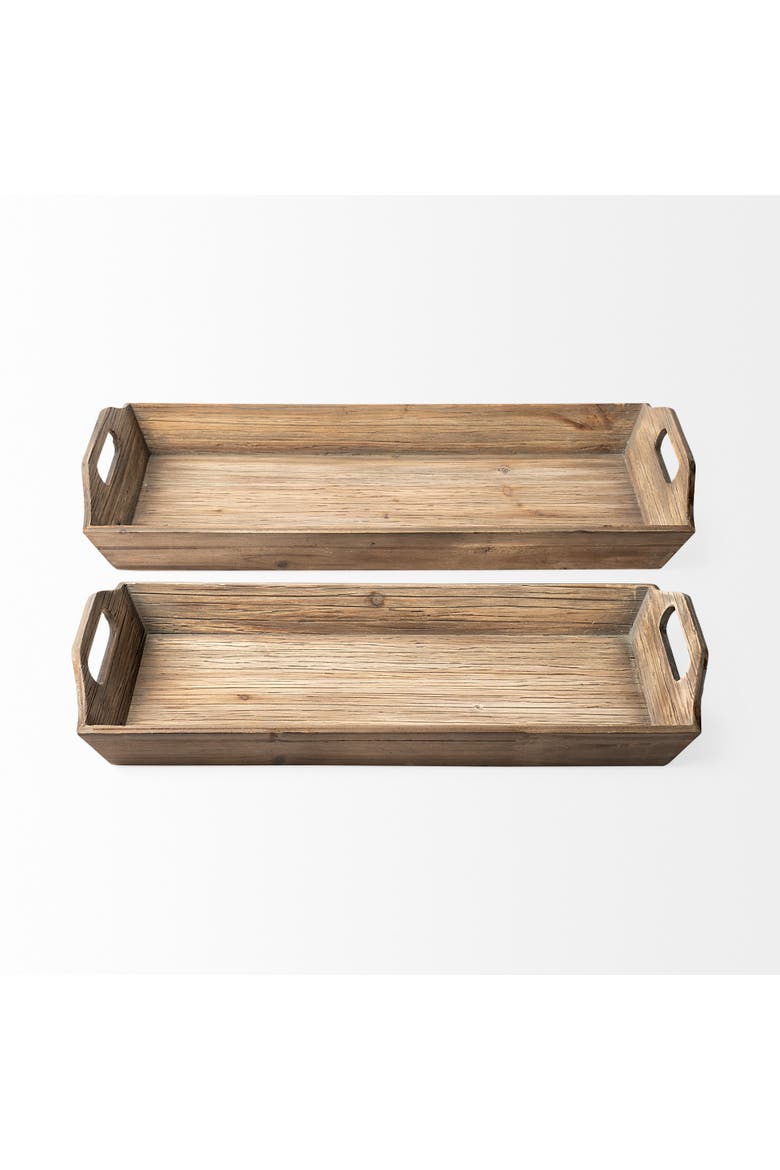 Tawny (Set of 2) Natural Wooden Trays, Alternate, color, Brown