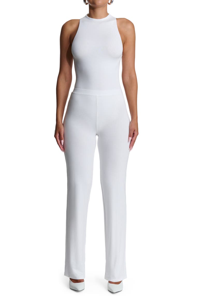 Funnel Neck Sleeveless Bodysuit, Alternate, color, WHITE