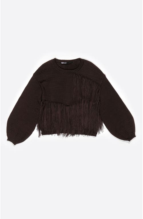 Bimba Y Lola Fringed Balloon Sweater In Brown
