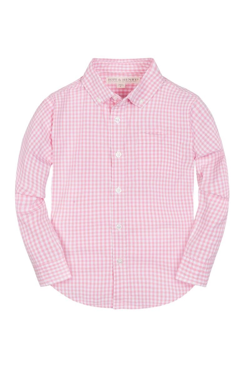 Baby Boys' Organic Stretch Poplin Shirt, Infant, Main, color, Classic Pink Gingham