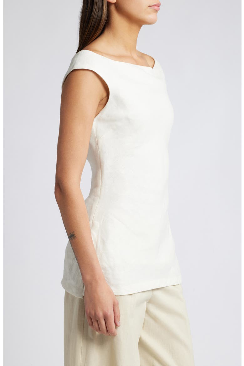 Ilride Ballet Neck Linen Top, Alternate, color, WHITE