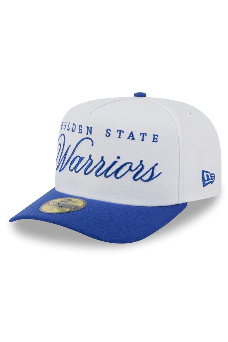 Men's New Era White/Royal Golden State Warriors 2025 NBA Draft A-Frame 59FIFTY Fitted Hat, Alternate, color, White