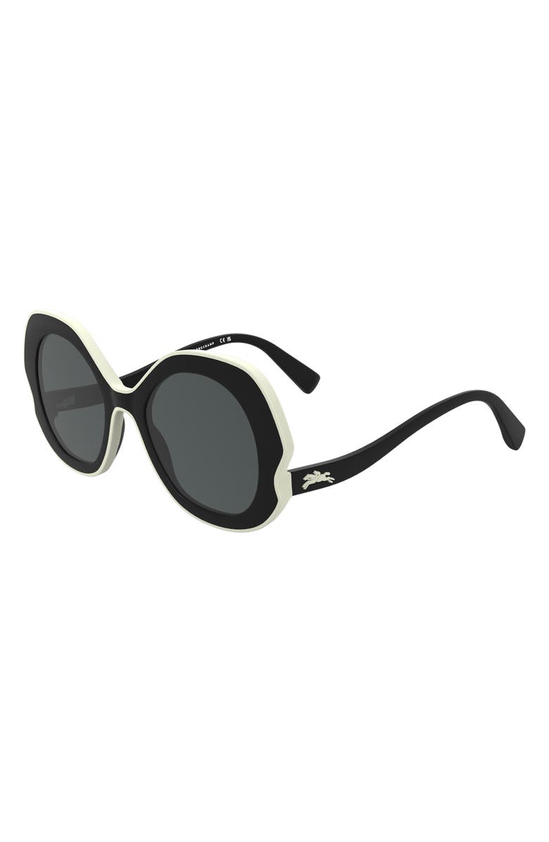 Longchamp 52mm Oval Sunglasses, Alternate, color, Dark Grey/ Black