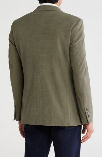 Slim Fit Solid Cotton Blend Textured Blazer
