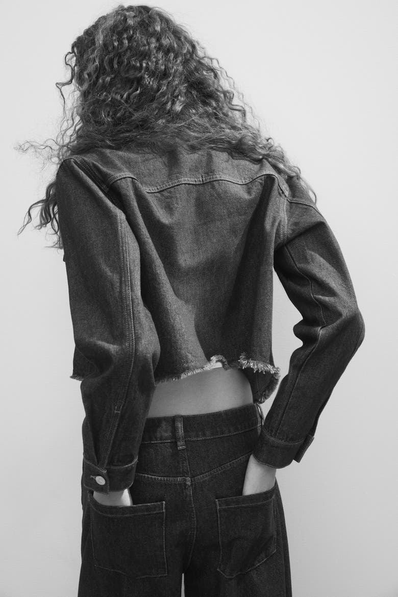 Cropped Denim Jacket, Alternate, color, Dark denim blue