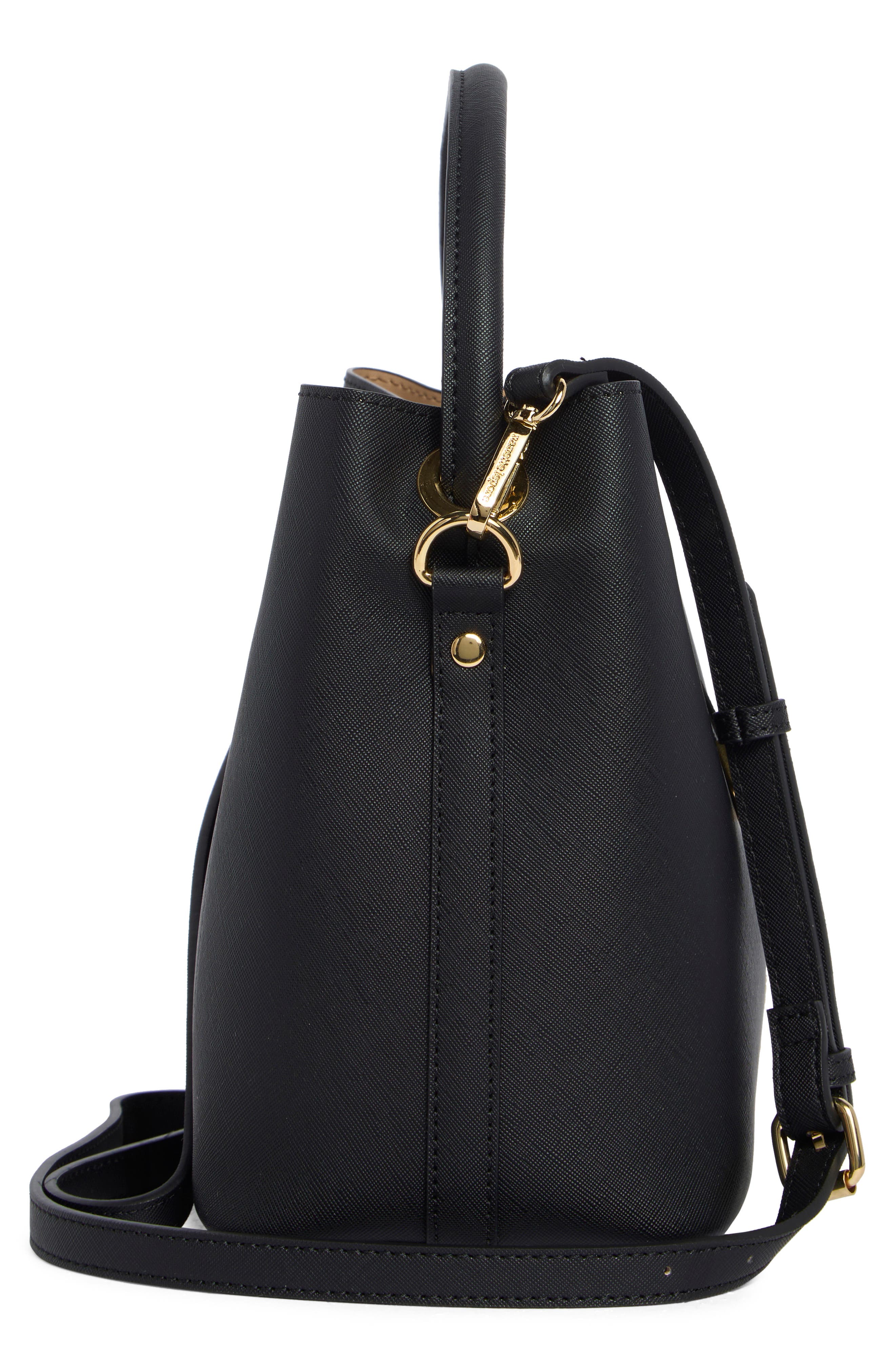 Nanette Lepore Kamilah Front Tie Bucket Bag, Alternate, color, Black - Taupe