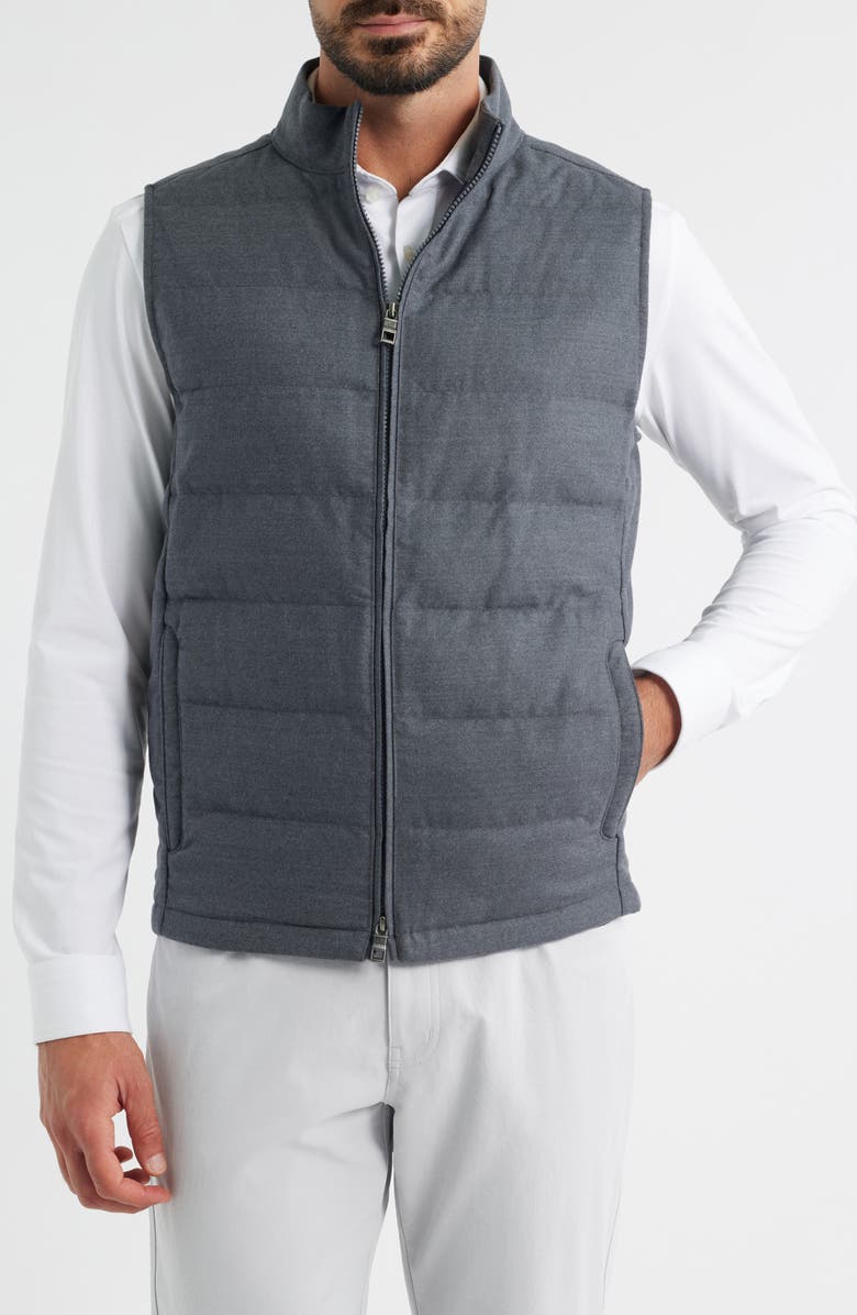Peter Millar Davos Quilted Wool Flannel Vest, Alternate, color, Charcoal