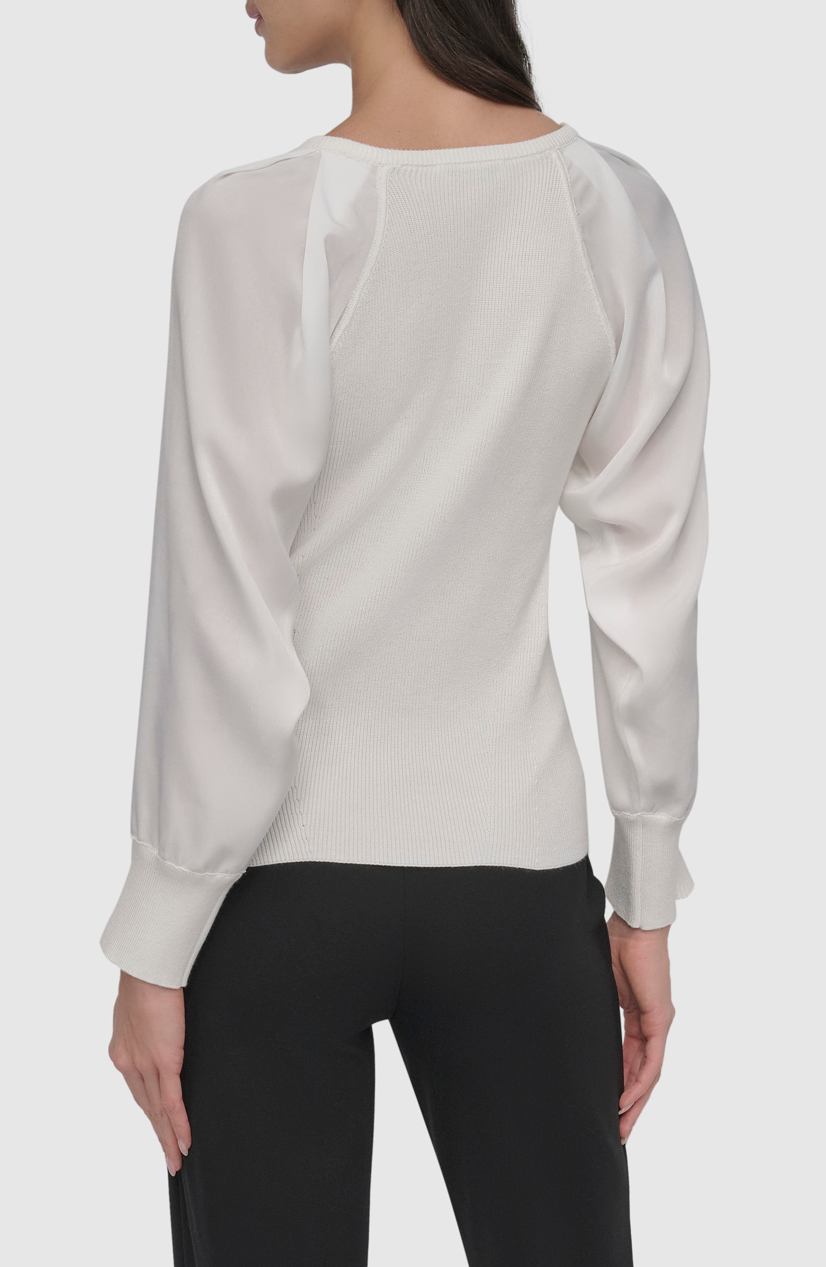 V-Neck Mixed Media Sweater - image 2