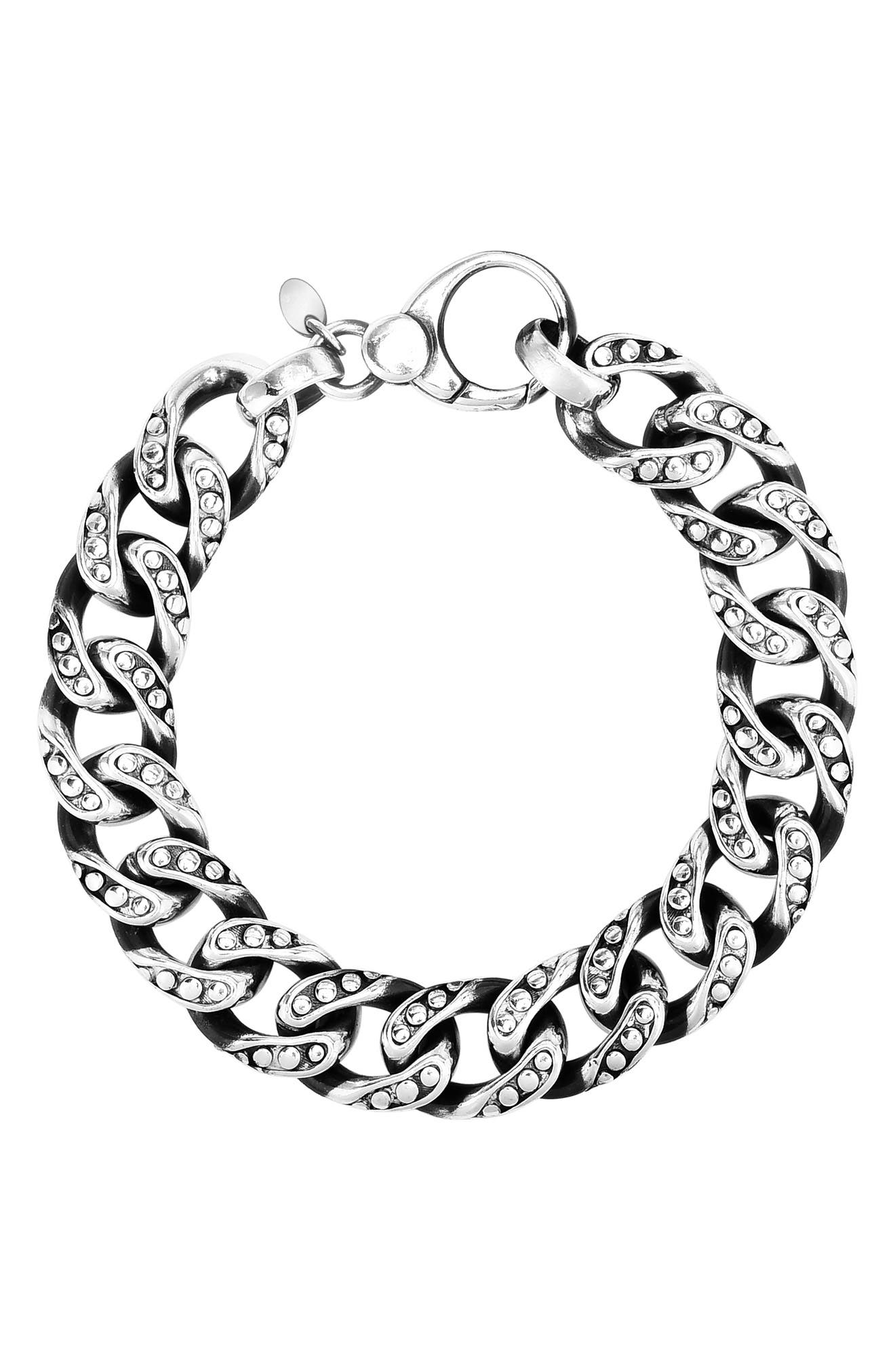 KARAT RUSH Sterling Silver Gunmetal-Tone Italian Curb Link Bracelet