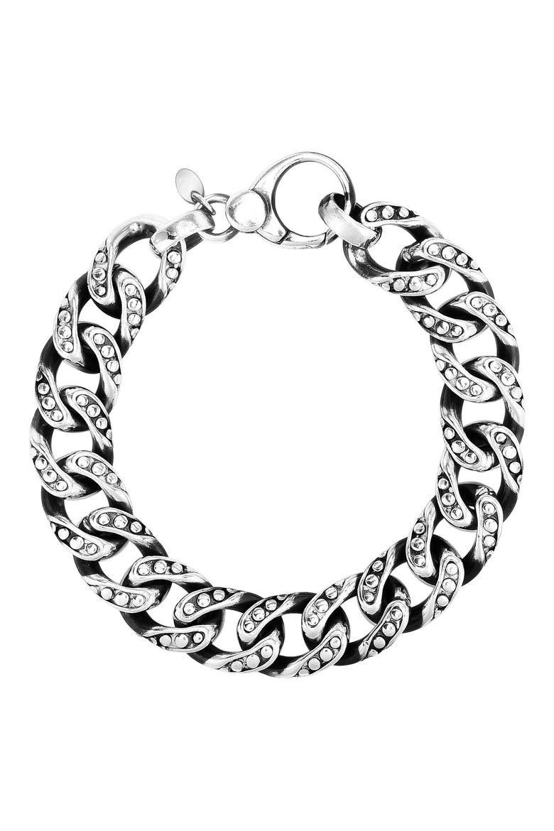 Sterling Silver Gunmetal-Tone Italian Curb Link Bracelet
, Main, color, GUNMETAL