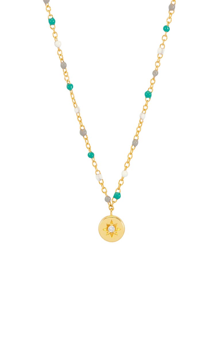 Estella Bartlett Enamel Beaded Star Necklace, Main, color, Gold