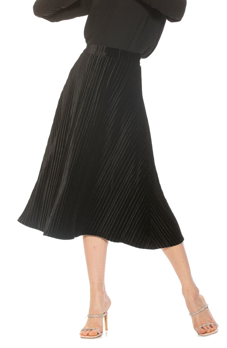Alexia Admor Alania Pleated Velvet Midi Skirt, Alternate, color, 