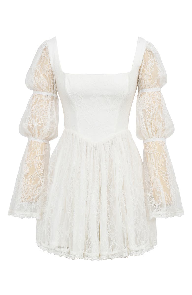 HOUSE OF CB Sancia Lace Long Sleeve Minidress, Alternate, color, White