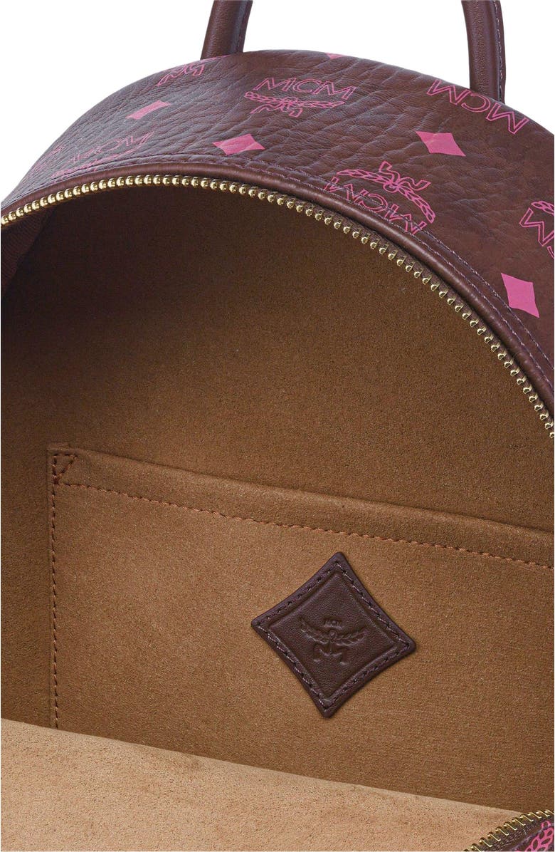 MCM Small Stark Side Studs Backpack in Visetos, Alternate, color, Cinnamon