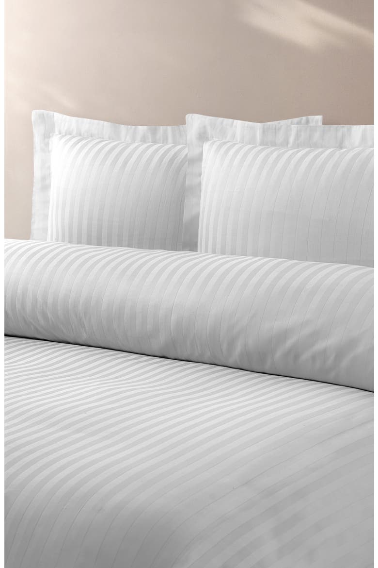 Stripe Sateen Duvet Cover & Sham Set, Alternate, color, GREY