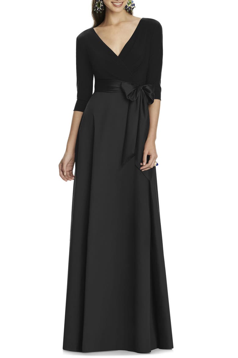 FULL LENGTH 3/4 SLEEVE DRESS W, Alternate, color, BLACK