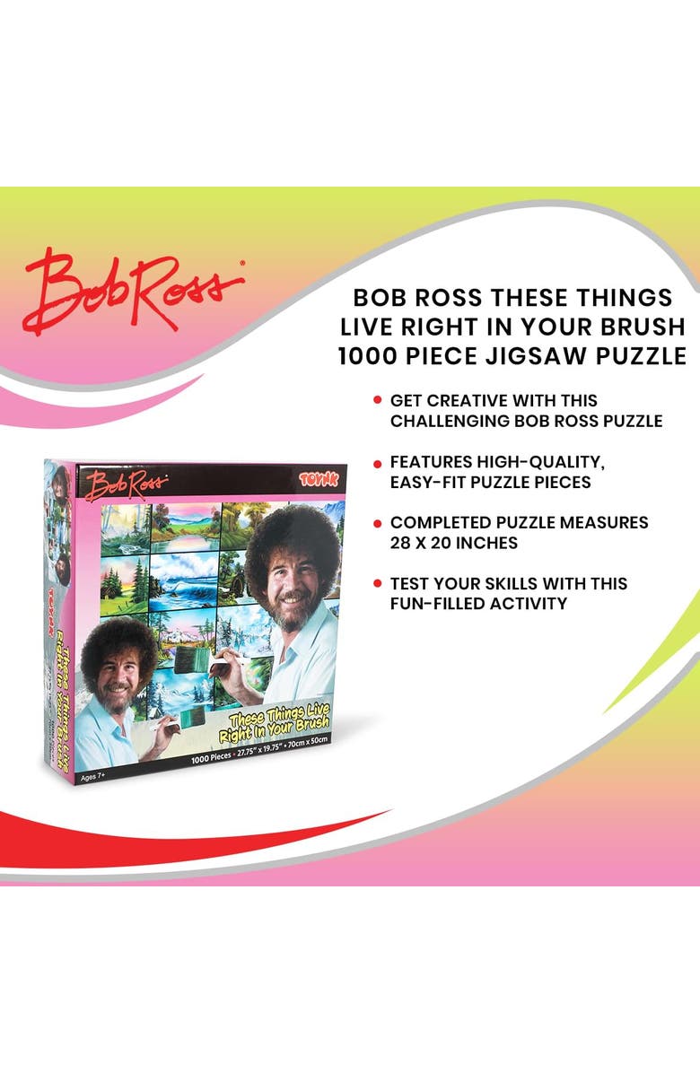 Bob Ross These Things Live Right In Your Brush 1000 Piece Jigsaw Puzzle, Alternate, color, Multi-Colored
