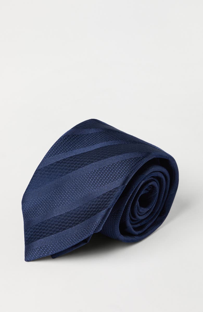 Brunello Cucinelli Striped silk necktie, Alternate, color, Navy Blue