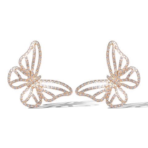 Textured Butterfly Gold-Tone Stud Earrings