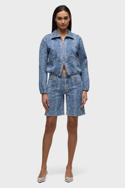 Hudson Jeans Cropped Zip Up Jacket In Blue